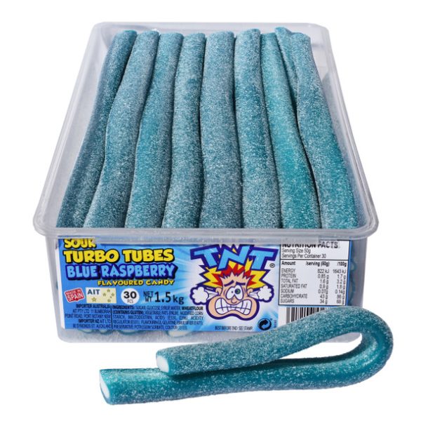 TNT Turbo Tubes Sour Blue Raspberry 30pcs 1.5kg