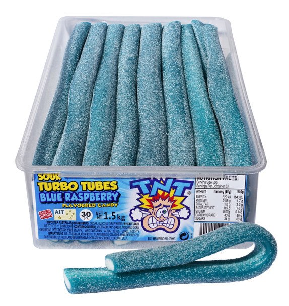 TNT Turbo Tubes Sour Blue Raspberry 30pcs 1.5kg
