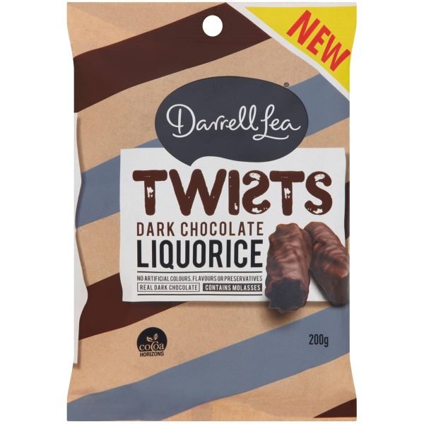 Darrell Lea Dark Chocolate Liquorice Twists 200g