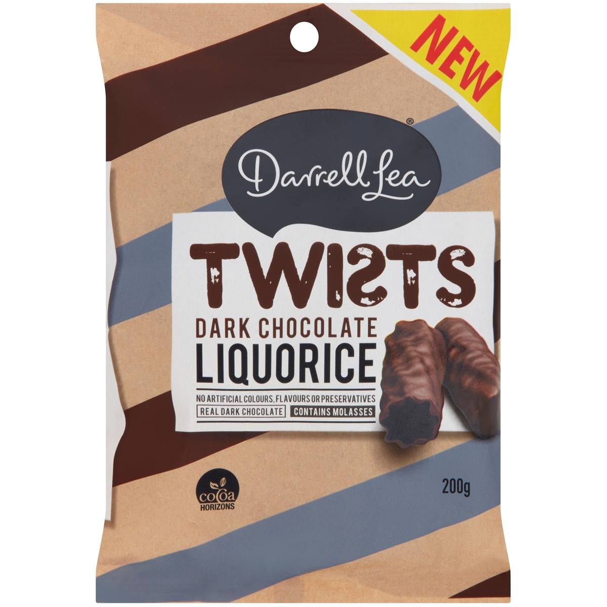 Darrell Lea Dark Chocolate Liquorice Twists 200g