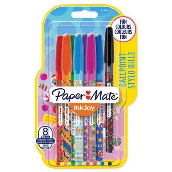 Paper Mate Inkjoy Colour Ballpoint Pens - 8 Pack - Assorted Colours