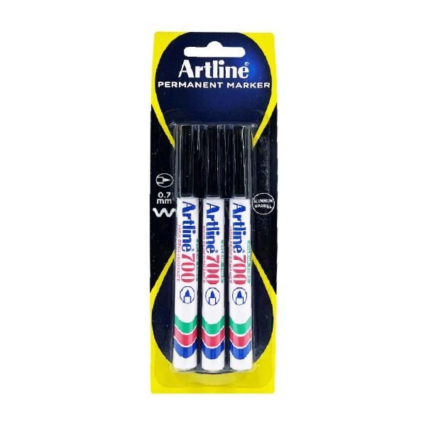 Artline Permanent Marker 3 Pack - Black