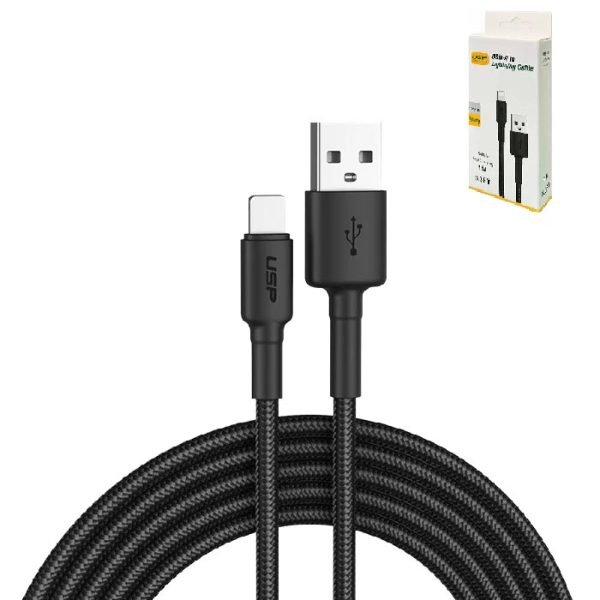 USP 1m Cafule Lightning to USB-A Cable - Black