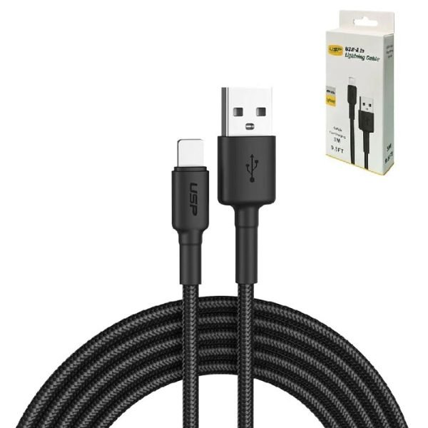 USP 3m Cafule Lightning to USB-A Cable - Black