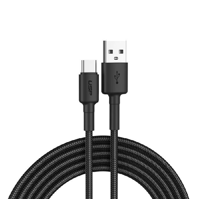 USP 3m Cafule USB-C to USB-A Cable - Black
