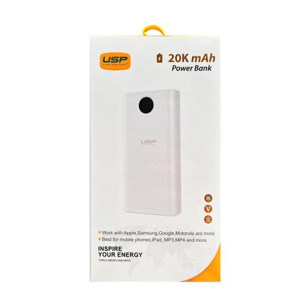 USP 20,000 mAh Power Bank - White