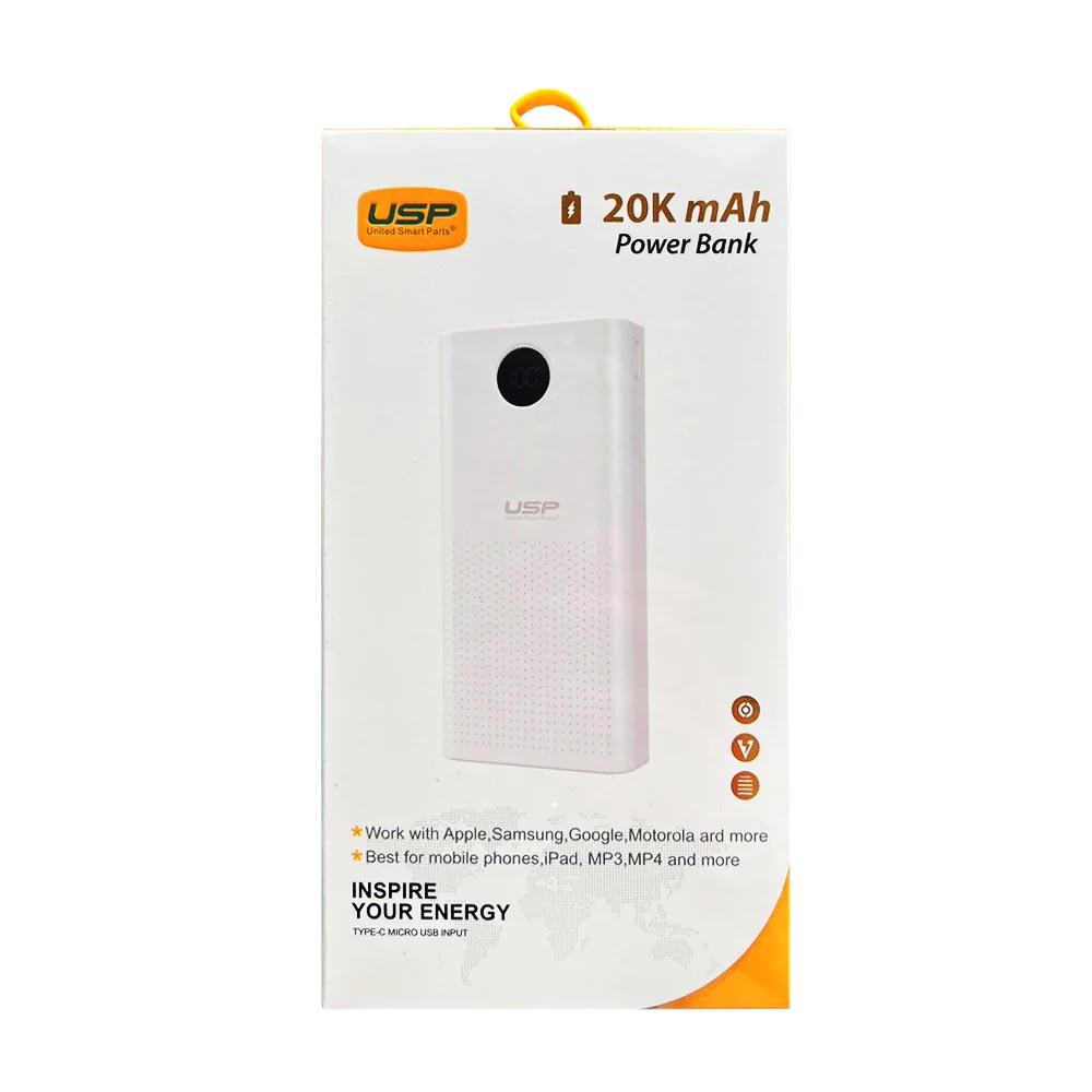 USP 20,000 mAh Power Bank - White - Image 2
