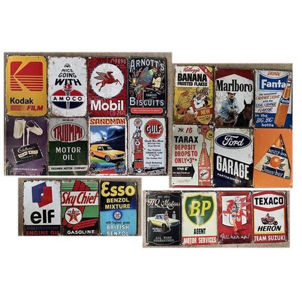 Mixed Designs Metal Tin Plates 20x30cm