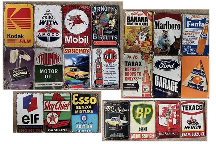 Mixed Designs Metal Tin Plates 20x30cm