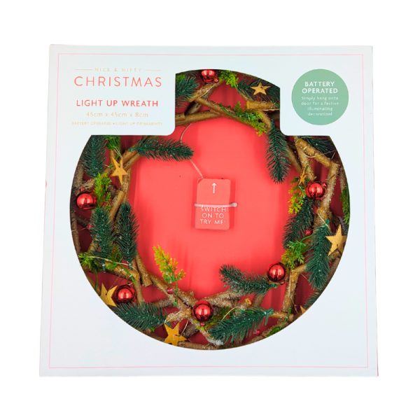 Nice & Nifty Christmas Light Up Wreath - Round