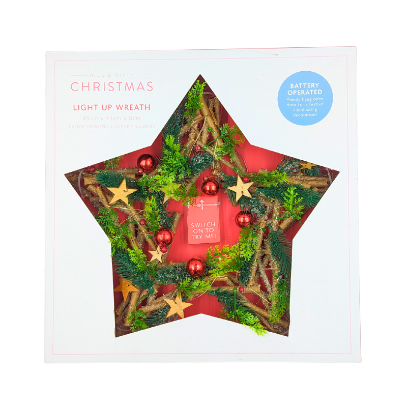 Nice & Nifty Christmas Light Up Wreath - Star