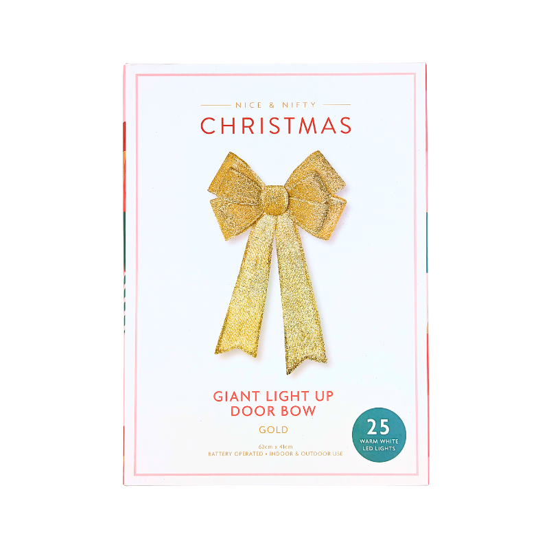 Nice & Nifty Giant Light up Door Bow - Gold