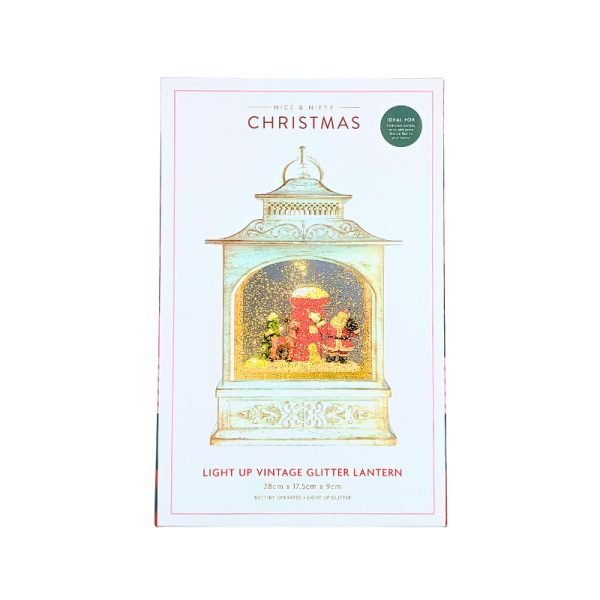 Nice & Nifty Christmas Light Up Vintage Glitter Lantern