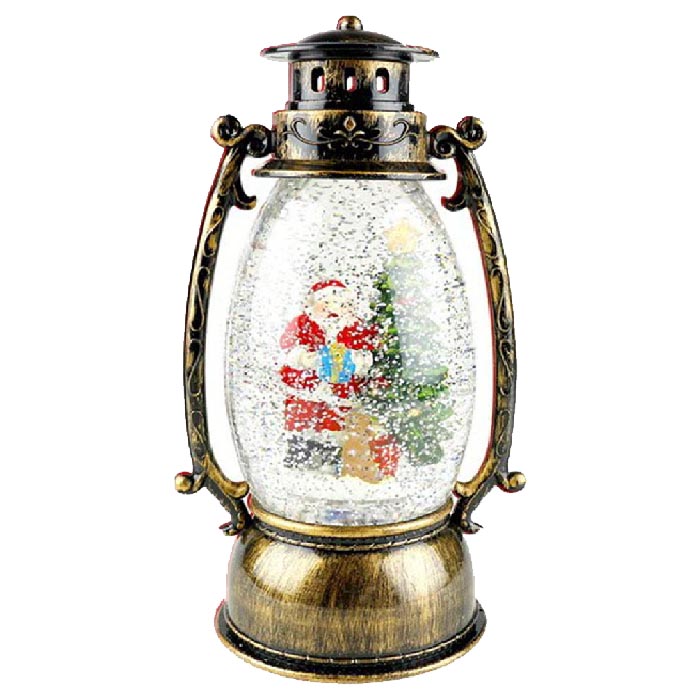 Nice & Nifty Christmas Swirling Glitter Lantern - Brown