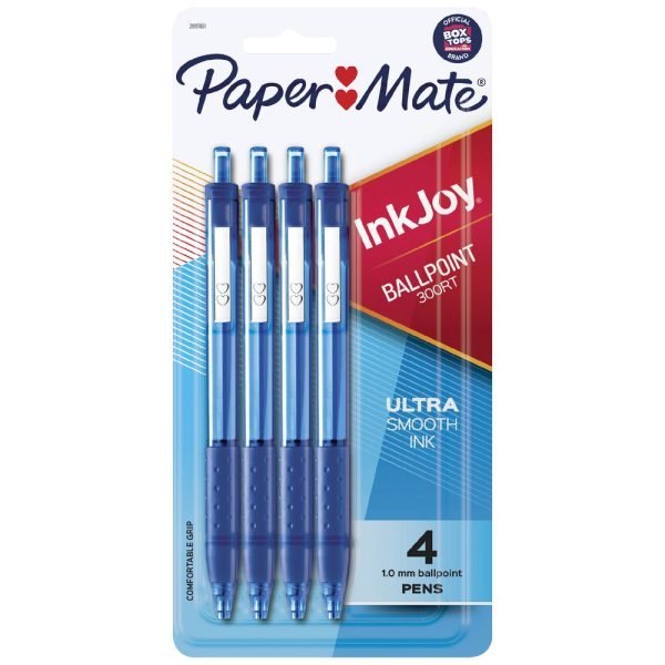 Papermate Inkjoy 300RT Ballpoint Pens - Blue - 4 Pack - 1.0mm