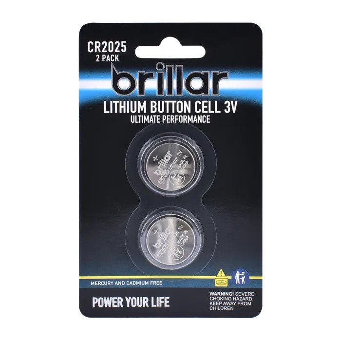 Brillar CR2025 Lithium Battery - 2 Pack