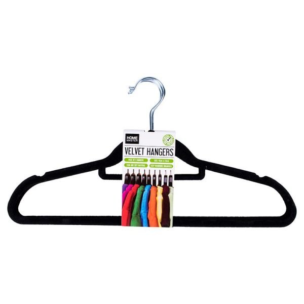 Home Master Coat Hanger Velvet Black 4pk