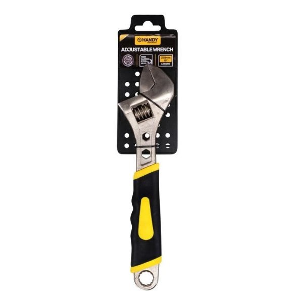 Handy Hardware Adjustable Wrench Black & Yellow Soft Grip Handle 250mm