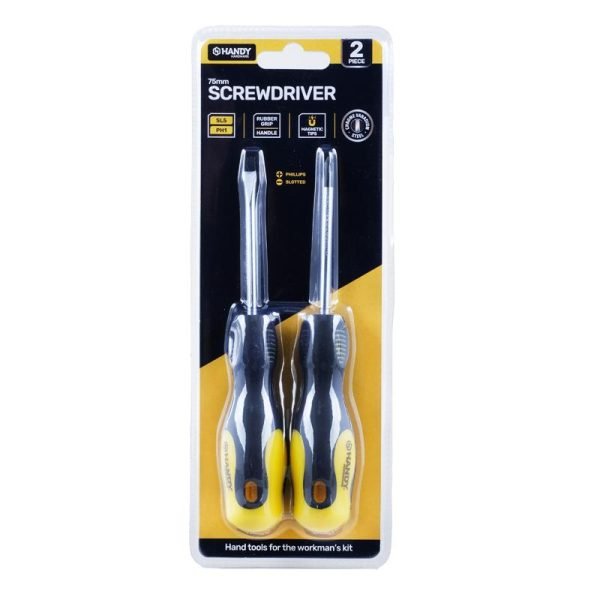 Handy Hardware Screwdriver Phillips & Flat Head 2pk 5 x 75mm Medium
