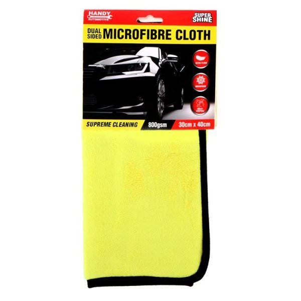 Handy Automotive Microfibre Car Cloth Double Layer Yellow & Black 30cm x 40cm