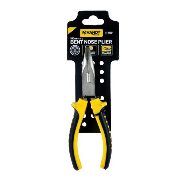 Handy Hardware Plier Premium Bent Nose Comfort Grip Handle Black & Yellow 150mm
