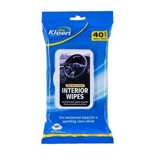 Xtra Kleen Pre-Moistened Car Interior Wipes- 16cm x 20cm - 40pk