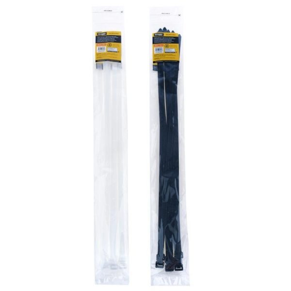 Handy Hardware Cable Ties Black & Clear Assorted In Carton Extra Wide Heavy Duty 600mm x 12mm 10pc
