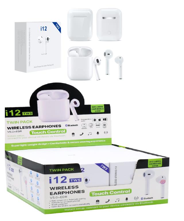 i12 Series TWS Bluetooth Earphones W/Charge Box