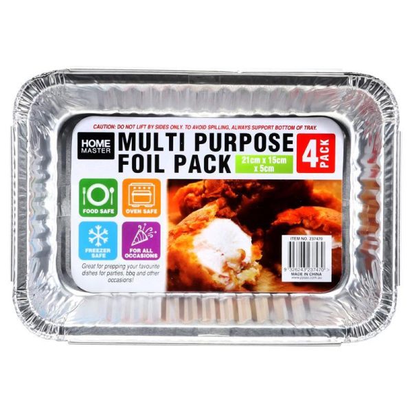 Home Master BBQ Foil Trays 21cm x 15cm x 5cm 4pk