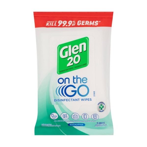 Glen 20 On The Go Disinfectant Wipes Eucalyptus - 15 Pack