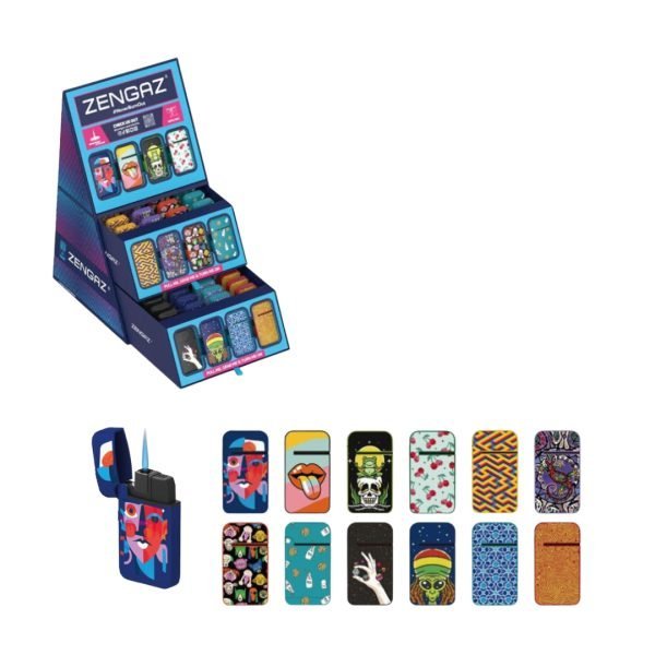 Zengaz Cube Display Printed Lighters 126C - Assorted Designs