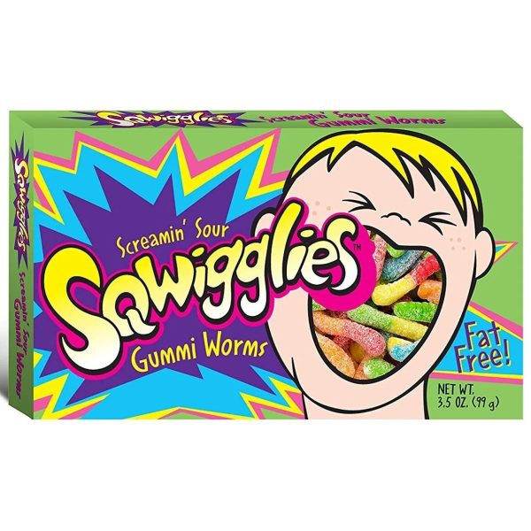 Sqwigglies Gummi Worms Sour Theatre Box 99g
