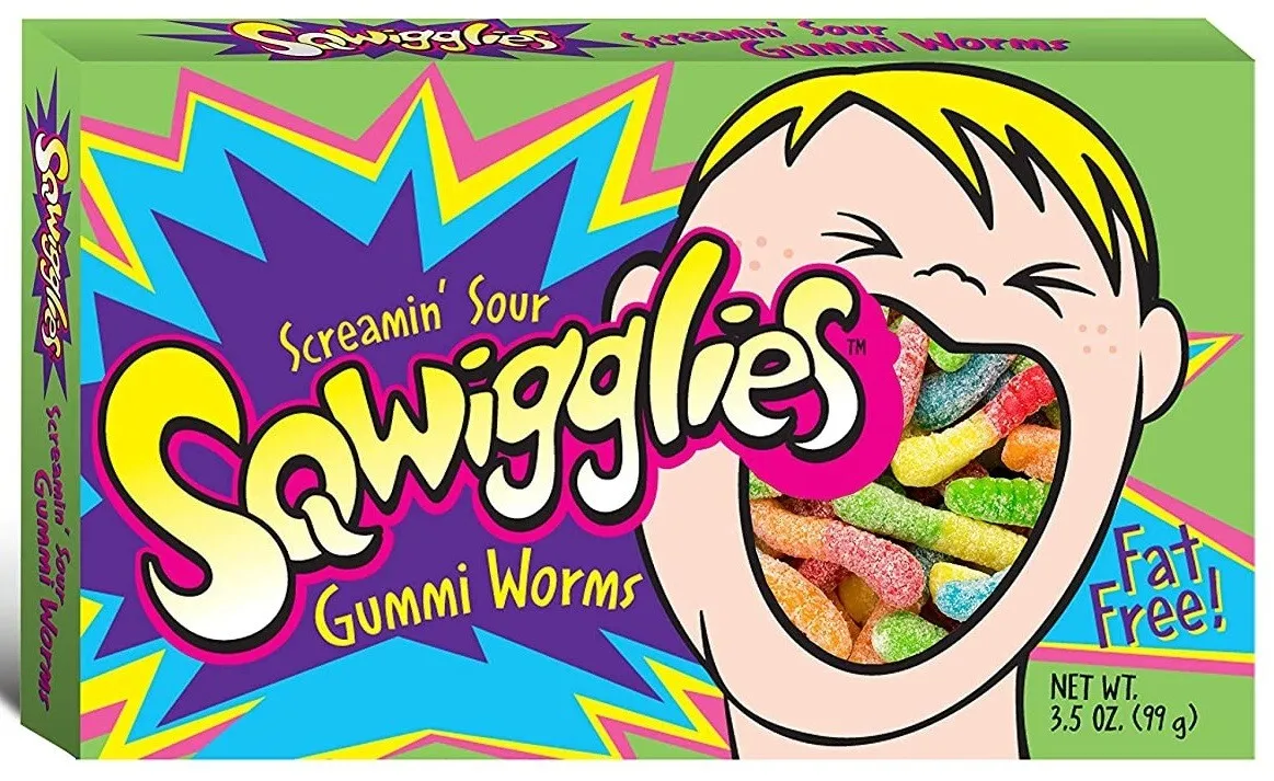 Sqwigglies Gummi Worms Sour Theatre Box 99g