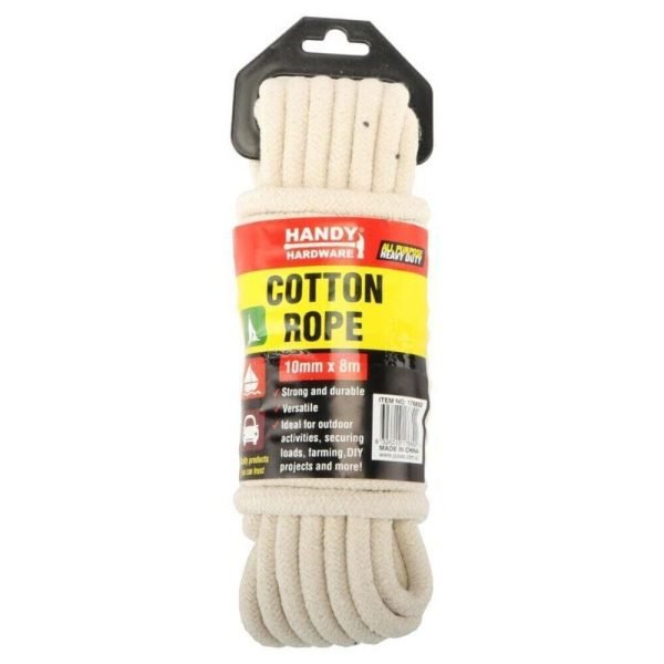 Handy Hardware Cotton Rope All Purpose Natural Colour 10mm x 8m