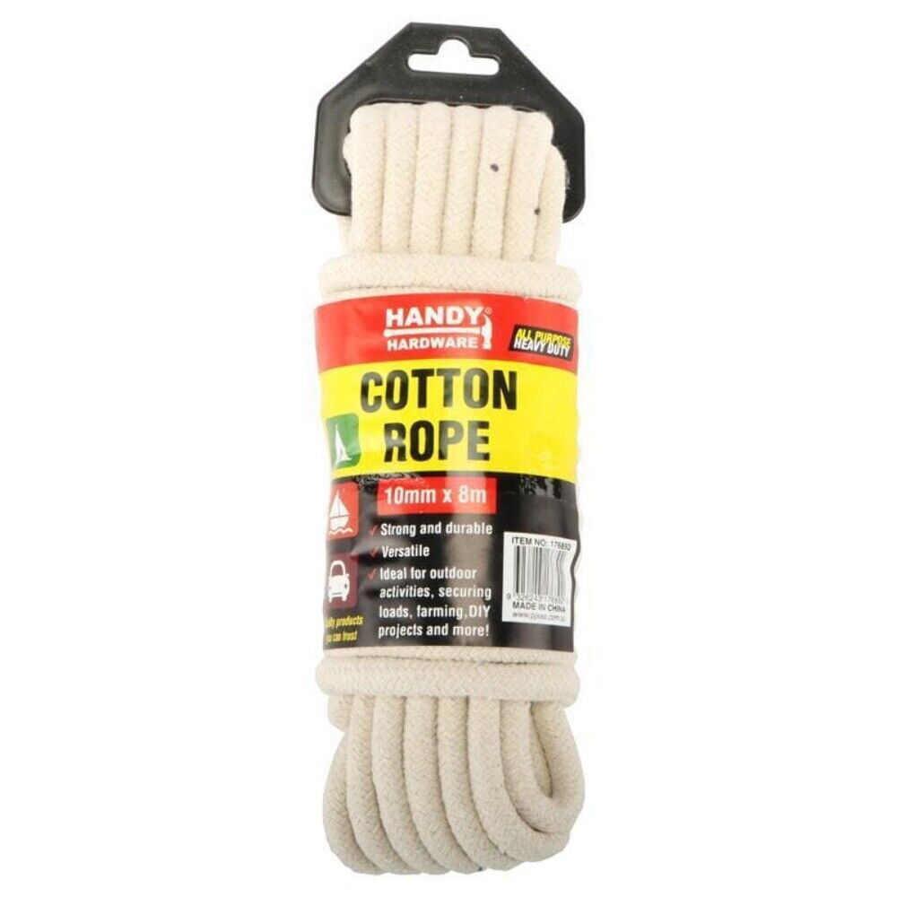 Handy Hardware Cotton Rope All Purpose Natural Colour 10mm x 8m