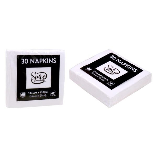 Spice Kitchen White Napkin - 33cm x 33cm - 30PK