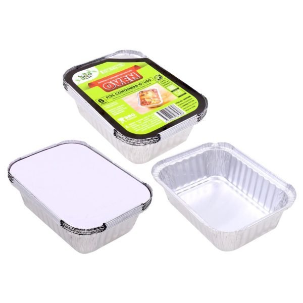 Spice Kitchen 6PK (700ML) Foil Containers W/Lids - 187MM x 138MM x 50MM