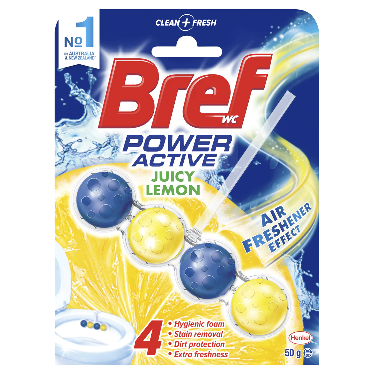 Bref Power Active Rim Block Toilet Cleaner Juicy Lemon 50g