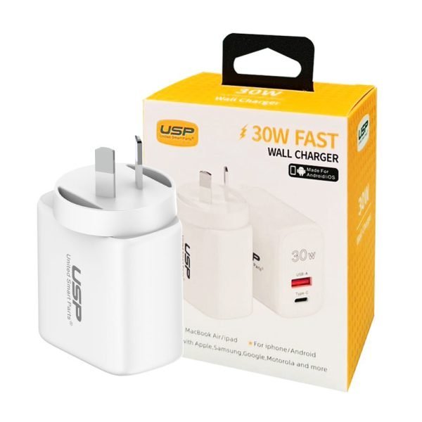 USP 30W USB A + TYPE C PD Quick Wall Charger