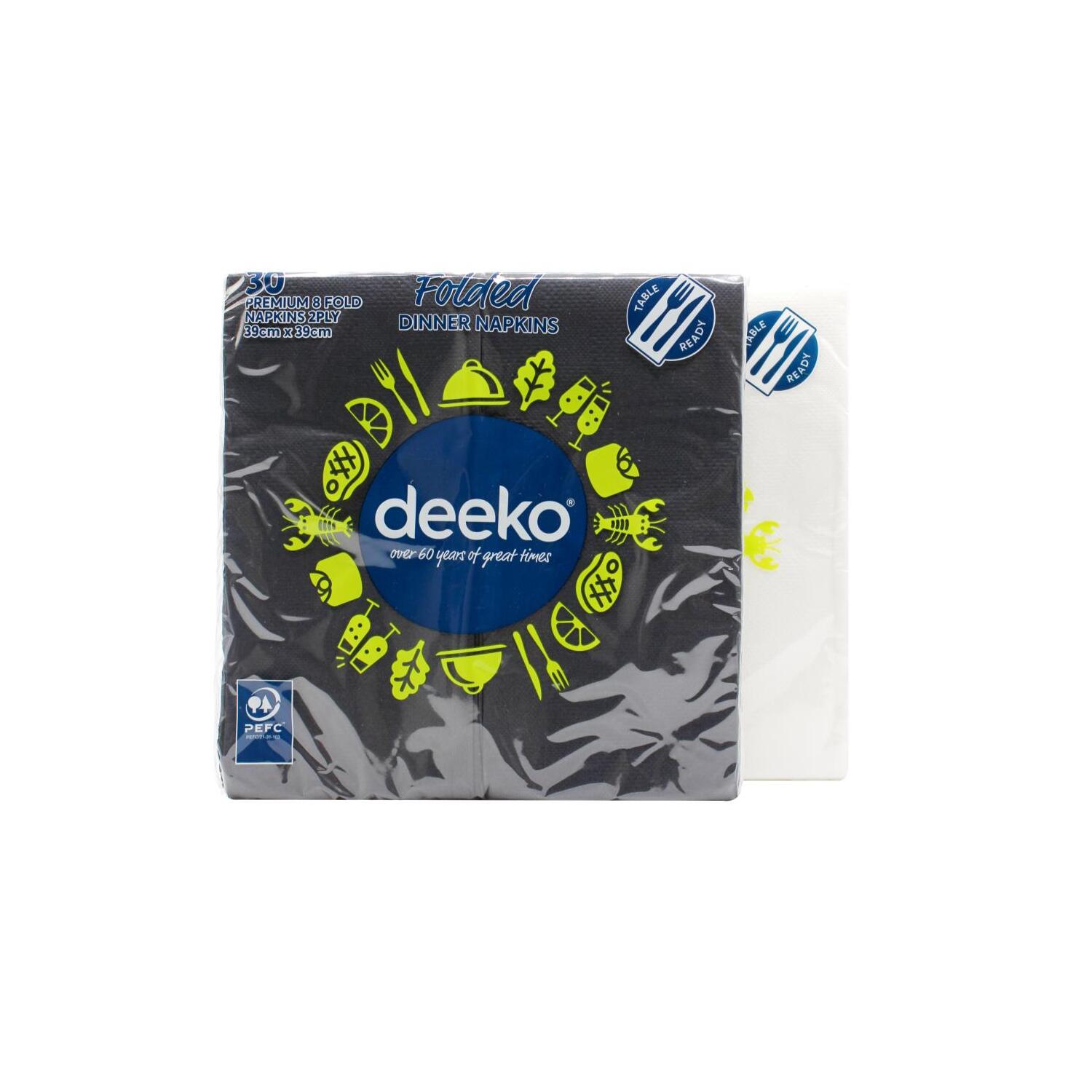 Deeko 30PK Napkins Assorted Colours Black and White - 39x39cm