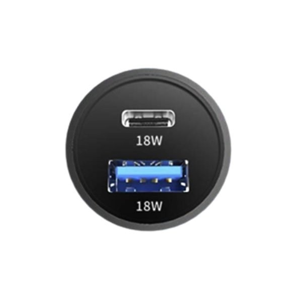 Pisen Metal PD + QC Fast car charger 36W (Black)
