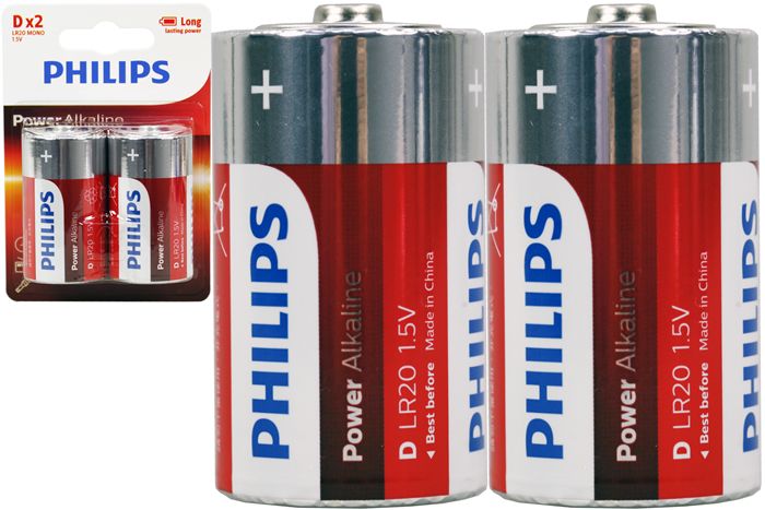 Philips Battery Alkaline D (Pack of 2)