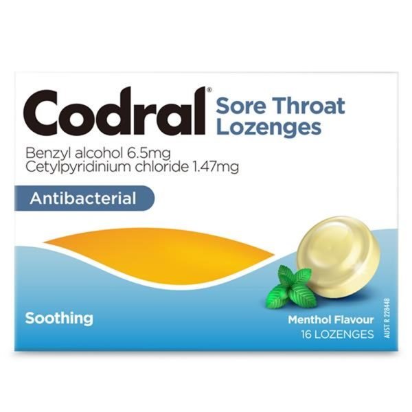 Codral Sore Throat Lozenges Menthol 16PK