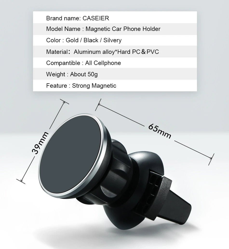 Round Shape Magnetic Suction Bracket (Air outlet type) Black - Image 2