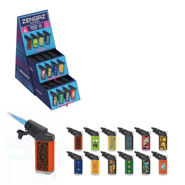 Zengaz Cube Display Seven Jet Printed Lighters A - Assorted Designs