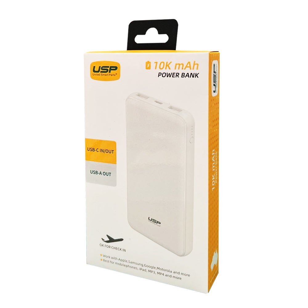 USP Power Bank 10K mAh (10000mAh) White with 3 USB Outputs - Image 2