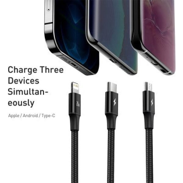 Pisen 3 in 1 1.5M Aluminum Alloy Braided Charging Cable (1500mm) AP04-1500