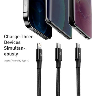 Pisen 3 in 1 1.5M Aluminum Alloy Braided Charging Cable (1500mm) AP04-1500 - Image 2