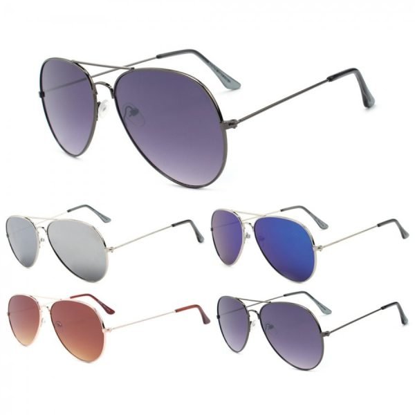 Flat Lens Aviator Metal Sunglasses