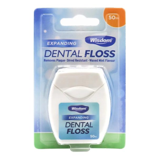 Wisdom 50m Dental Floss Waxed Mint Flavour